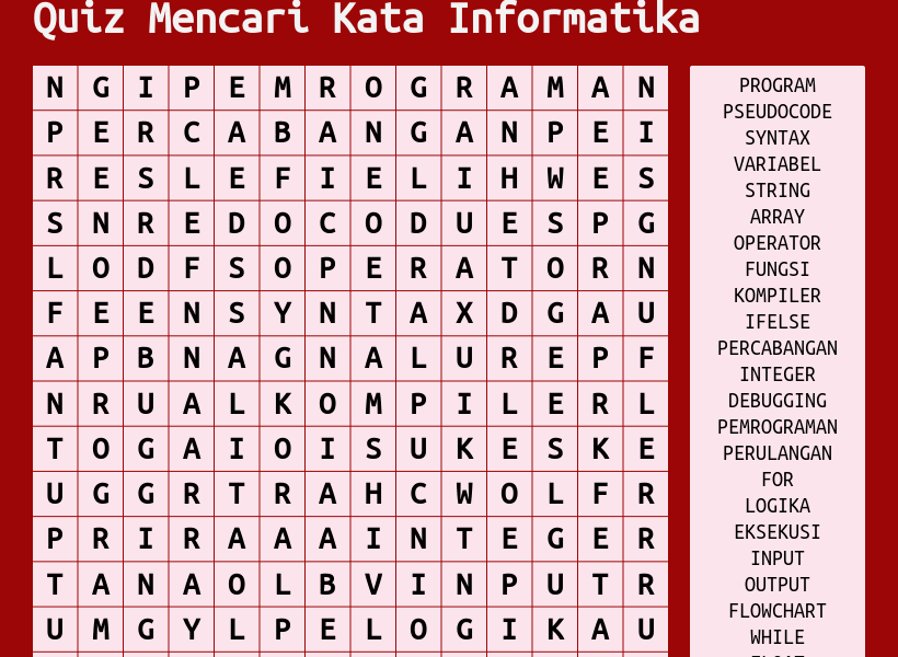 quiz mencari kata informatika