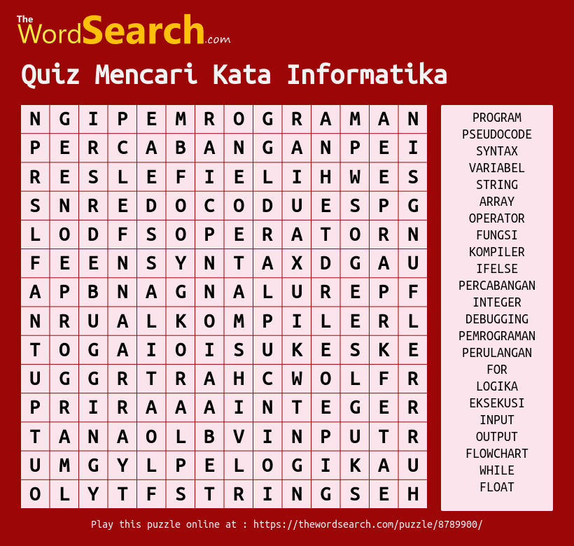quiz mencari kata informatika